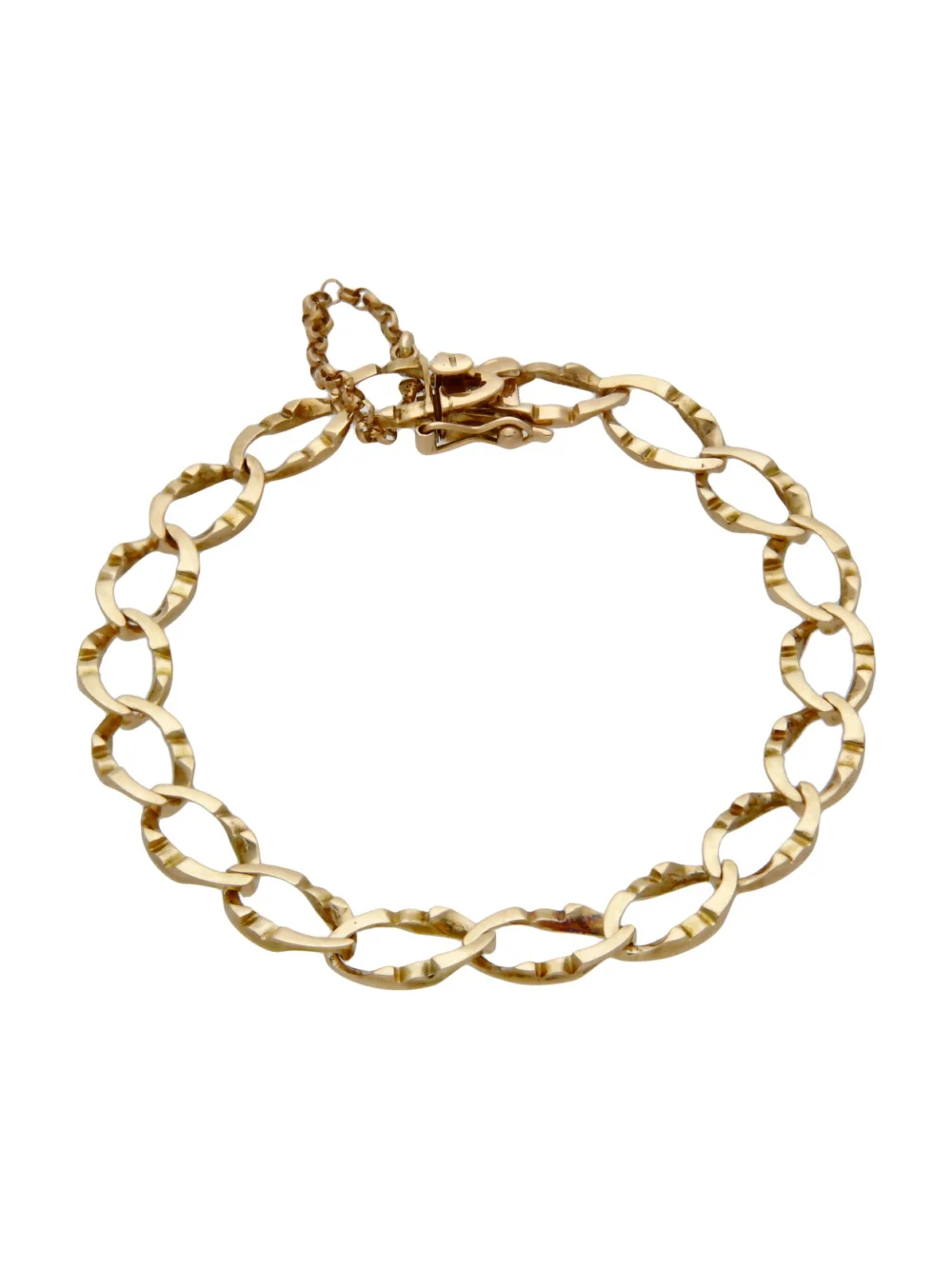 William May Vintage 1986 9ct Gold Curb Bracelet & Safety Chain, view 2