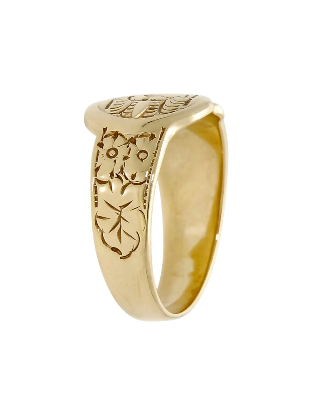 William May Vintage 1986 9ct Yellow Gold Patterned Buckle Ring, view 3