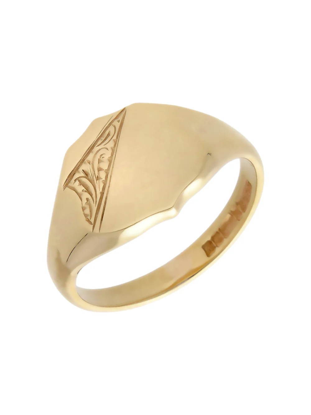 William May Vintage 1987 9ct Yellow Gold Shield Signet Ring, view 2