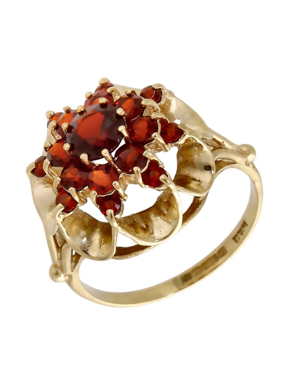 William May Vintage 9ct Yellow Gold Garnet Cluster Ring, view 2