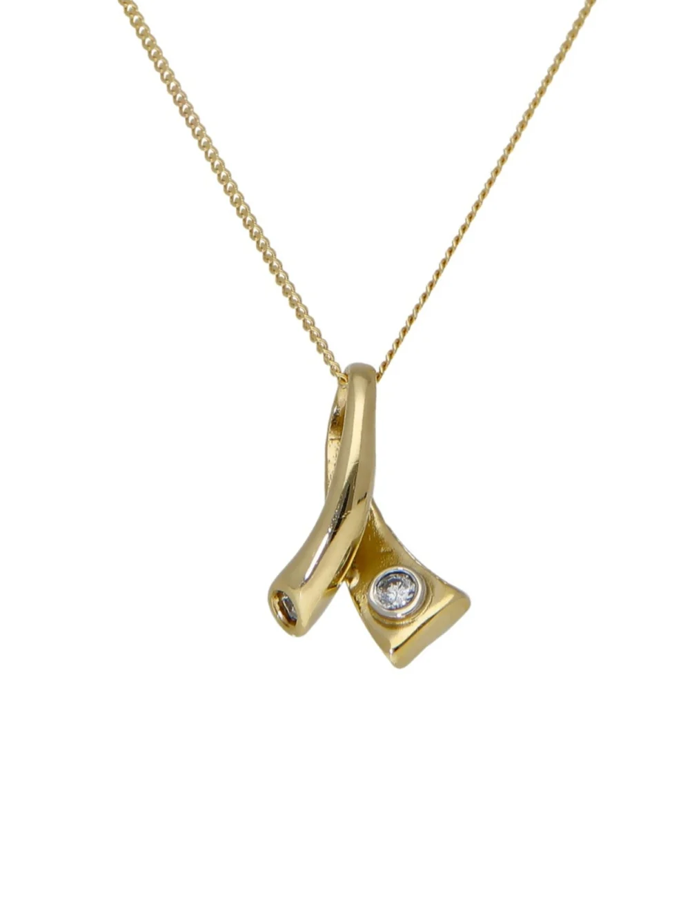 William May Yellow Gold Cubic Zirconia Set Kiss Pendant Necklace