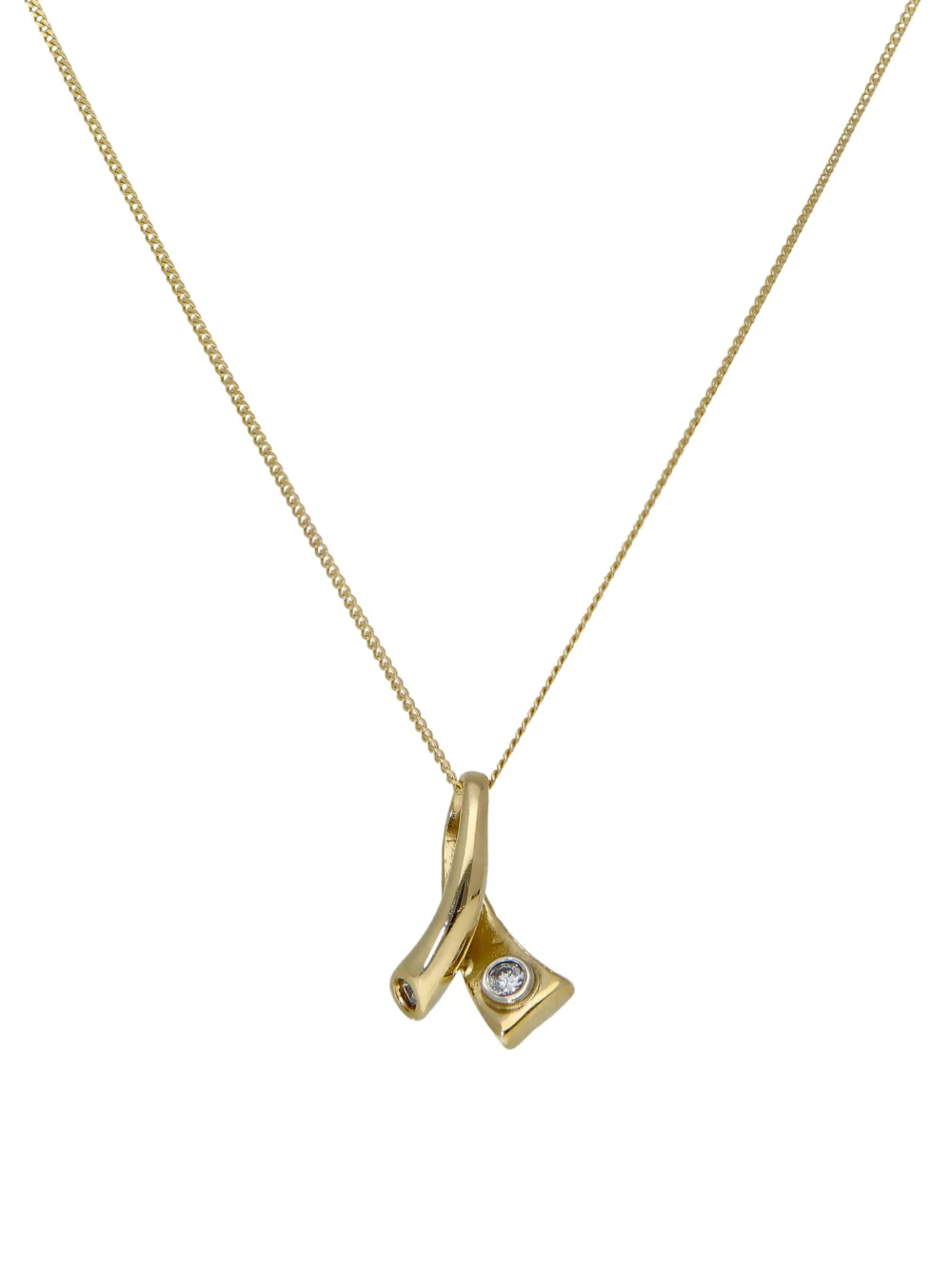William May Yellow Gold Cubic Zirconia Set Kiss Pendant Necklace, view 2