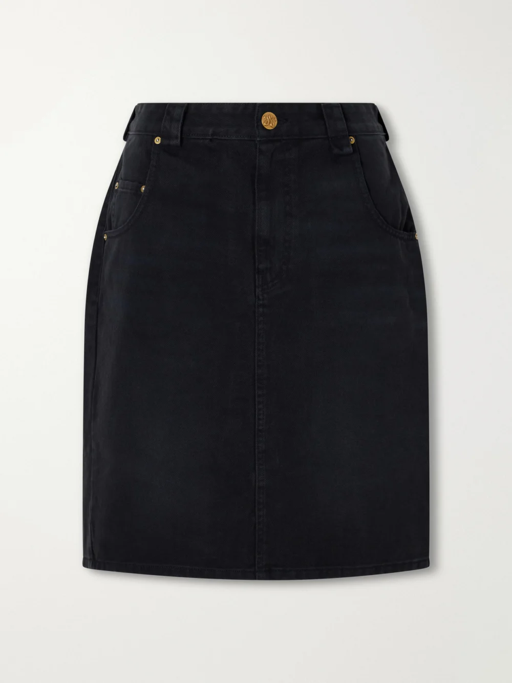 Willy Chavarria Bad Girl Faded Denim Knee-lenght Skirt in black