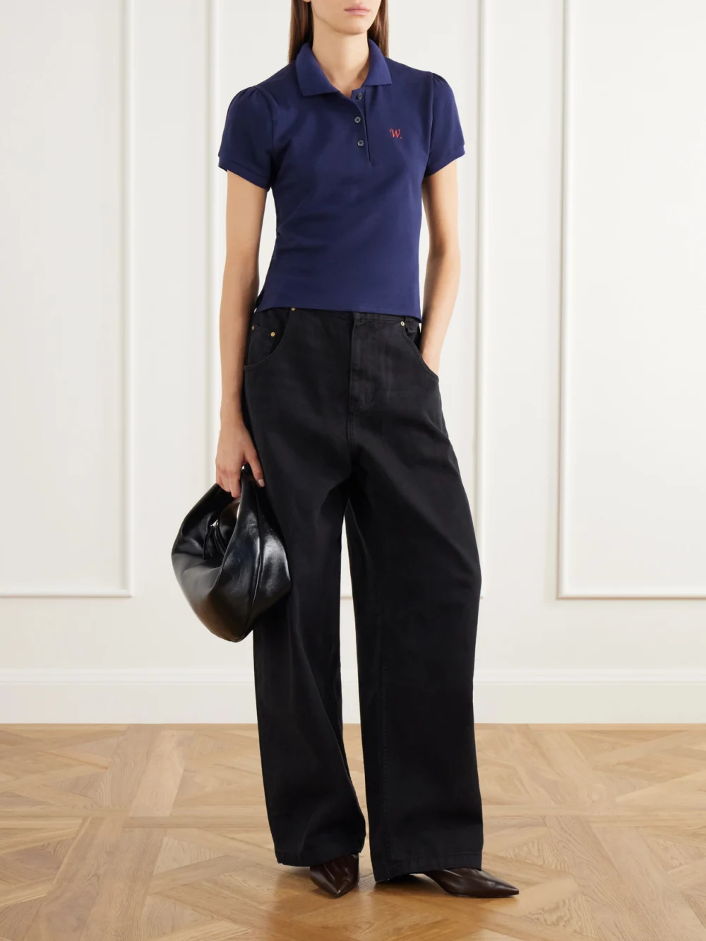 Willy Chavarria Bad Girl Faded Mid-rise Wide-leg Jeans, worn by a model