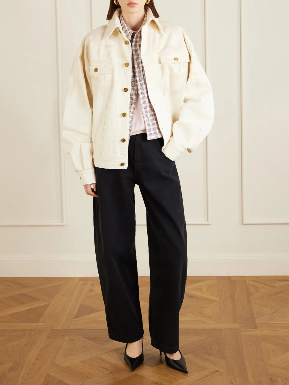 Willy Chavarria Chavela Checked Woven Shirt, worn by a model