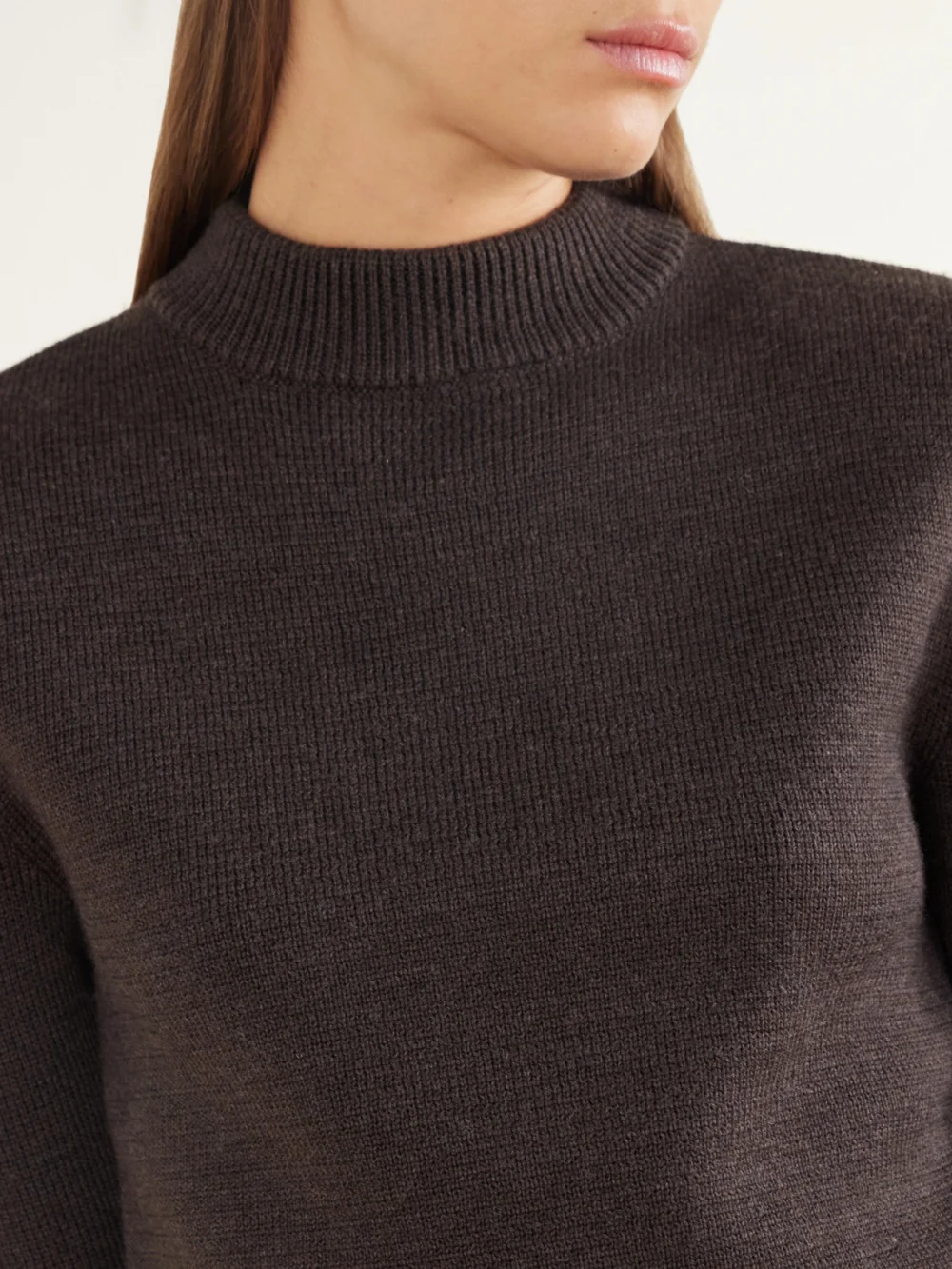 Close-up detail of the Willy Chavarria Chavela Cropped Wool Sweater