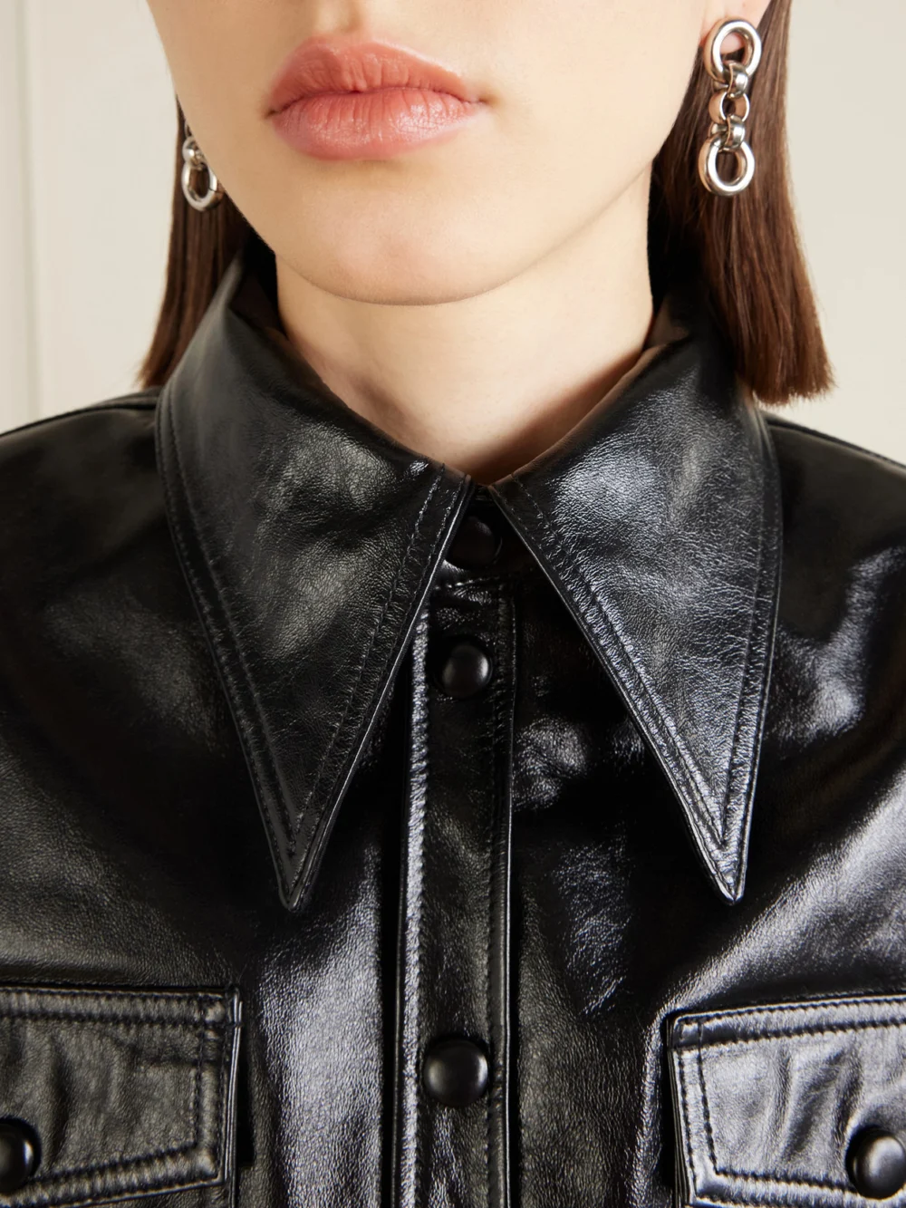 Close-up detail of the Willy Chavarria Chavela Leather Jacket