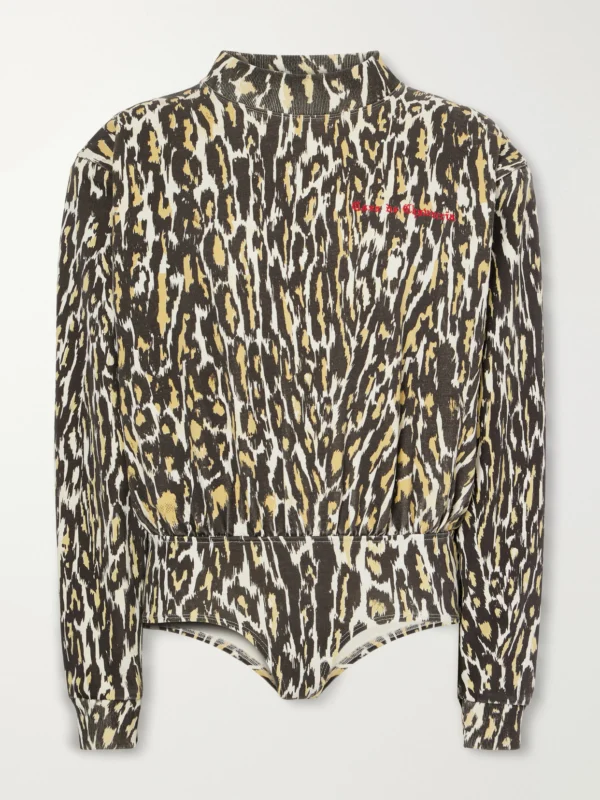 Willy Chavarria Cheetah Logo-embroidered Print Cotton-jersey Bodysuit