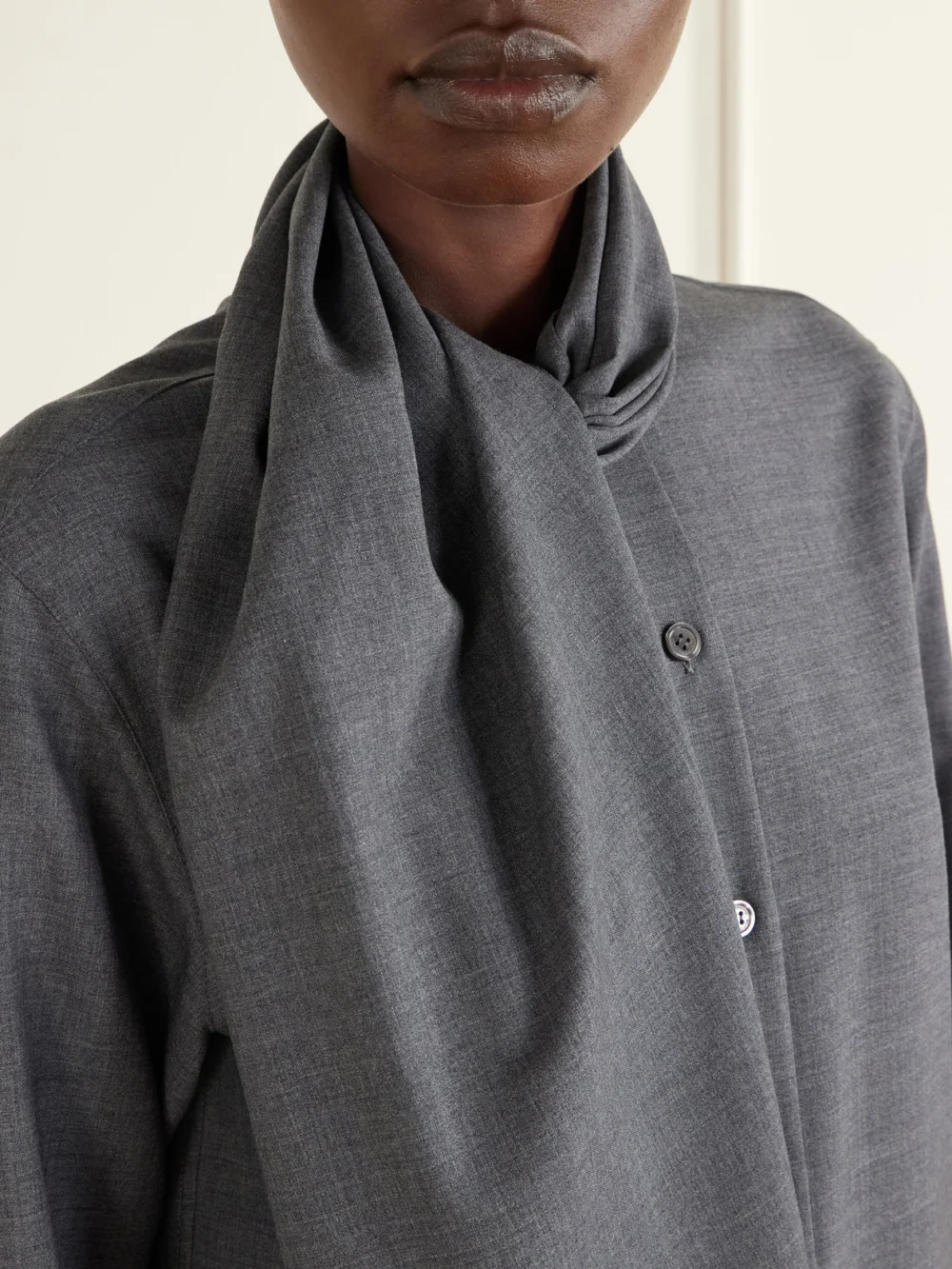 Close-up detail of the Willy Chavarria Cravat Wool Shirt