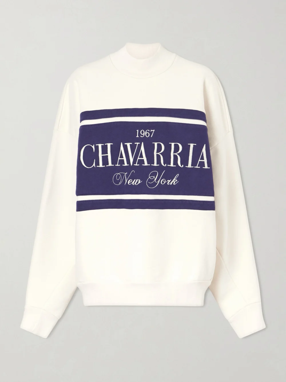 Willy Chavarria Oversized Embroidered Striped Cotton-jersey Sweater in white