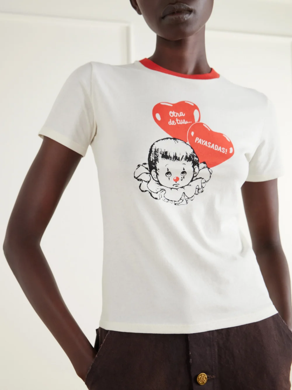 Close-up detail of the Willy Chavarria Payasadas! Printed Cotton-jersey T-shirt
