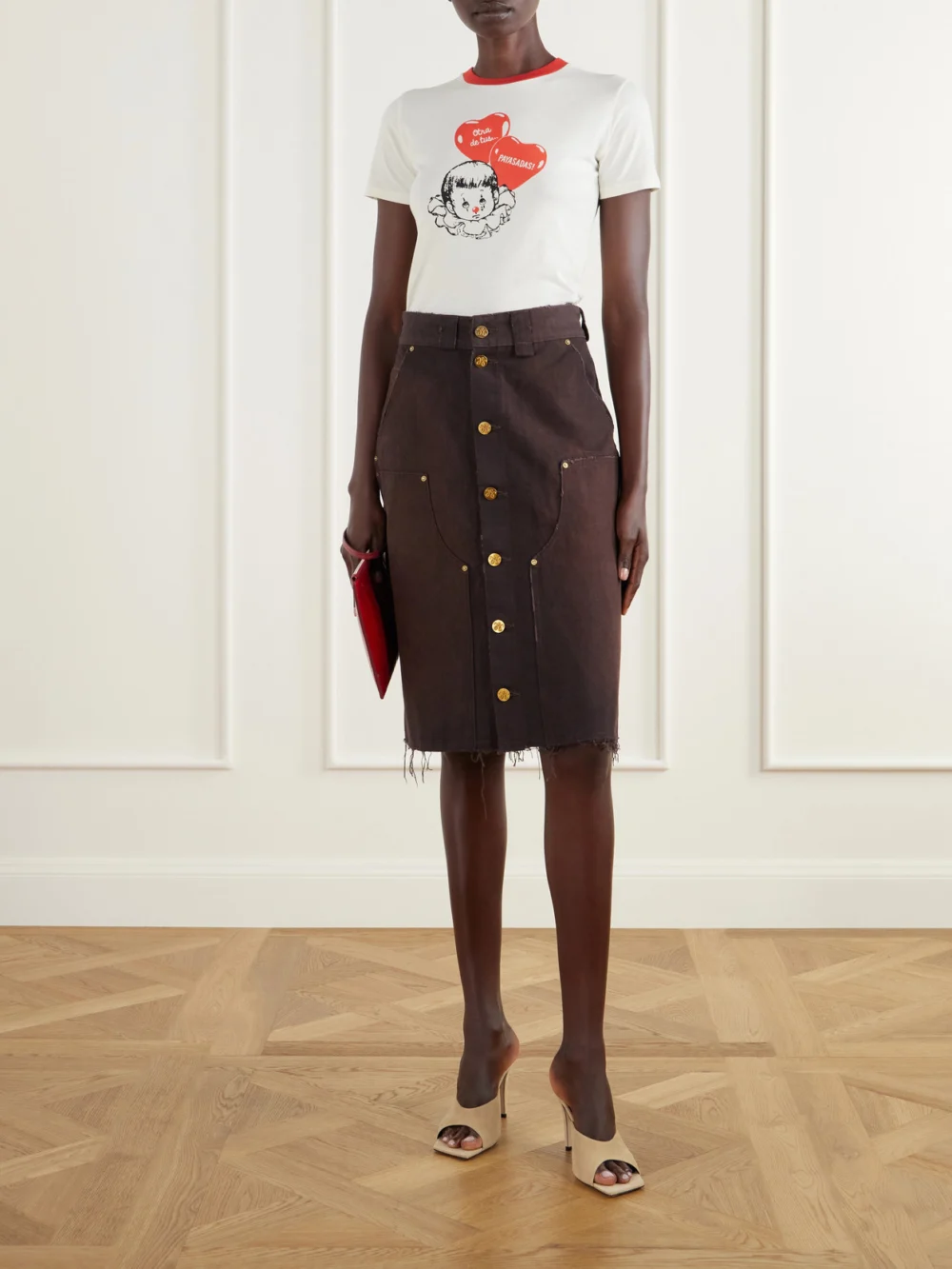 Willy Chavarria Payasadas! Printed Cotton-jersey T-shirt, worn by a model
