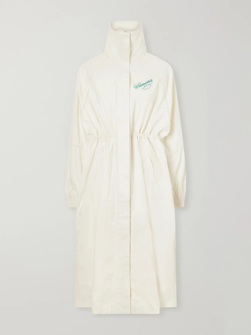 Willy Chavarria Ruff Rider Embroidered Cotton Coat in white