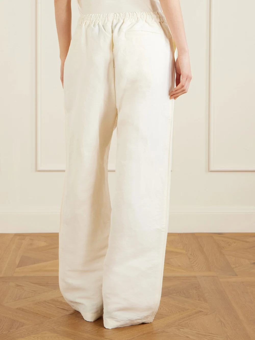 Back view of the Willy Chavarria Ruff Rider Shell Wide-leg Pants