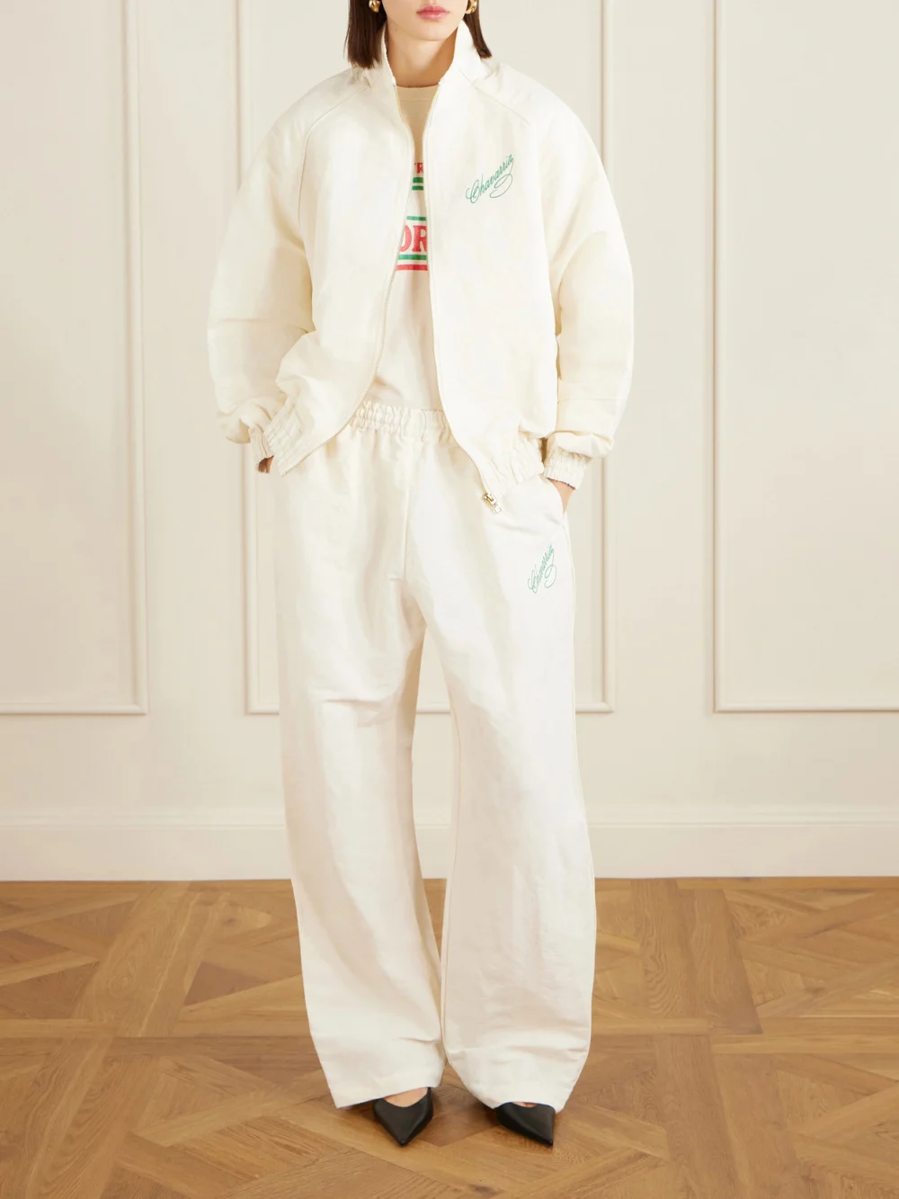 Willy Chavarria Ruff Rider Shell Wide-leg Pants, worn by a model