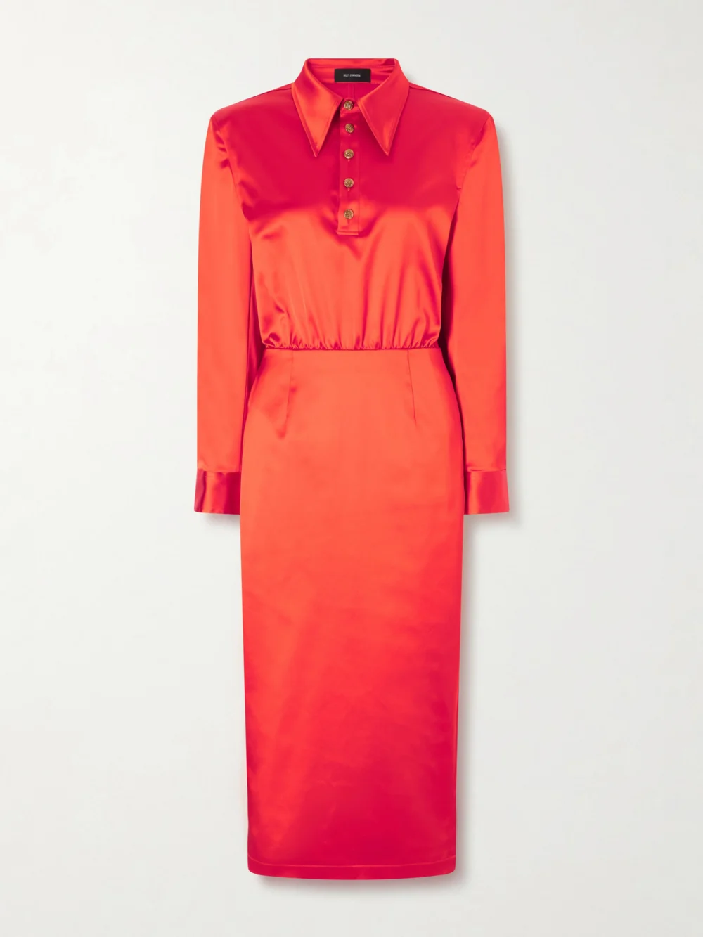 Willy Chavarria Satin Midi Dress in red