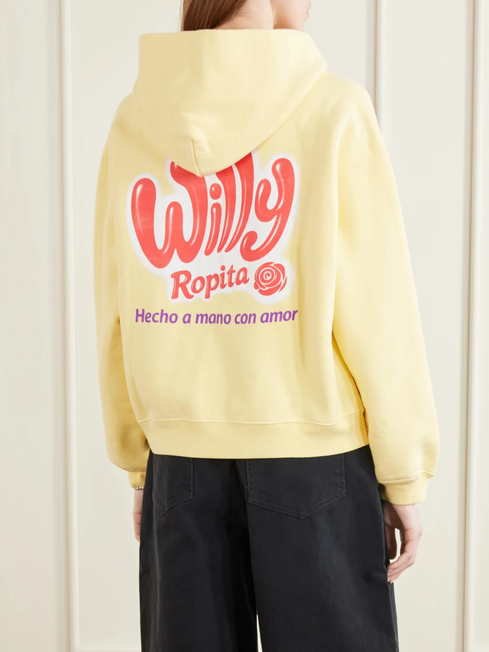 Back view of the Willy Chavarria Willy Ropita Printed Cotton-jersey Zip-up Hoodie