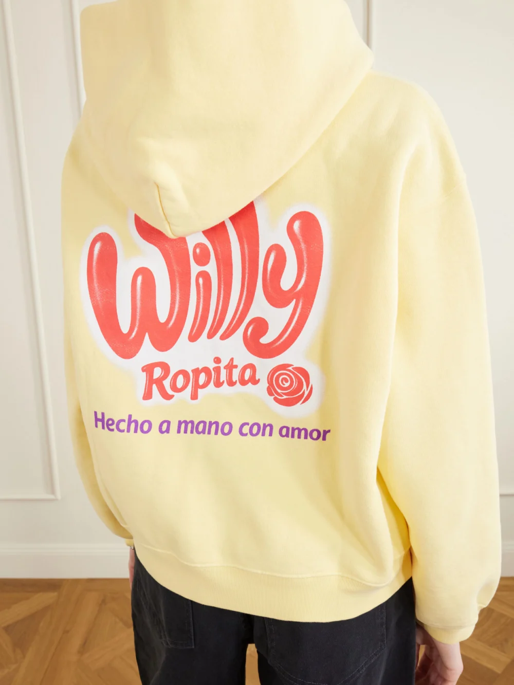 Close-up detail of the Willy Chavarria Willy Ropita Printed Cotton-jersey Zip-up Hoodie