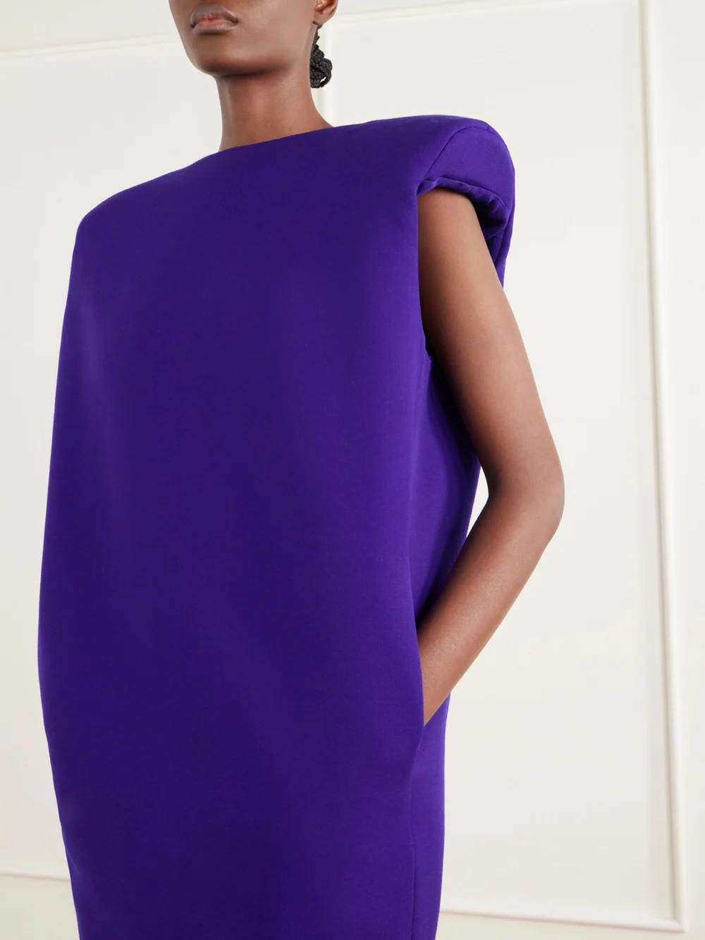 Close-up detail of the Willy Chavarria Wool Midi Dress