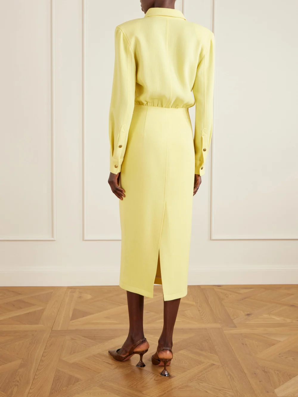 Back view of the Willy Chavarria Wool Midi Dress