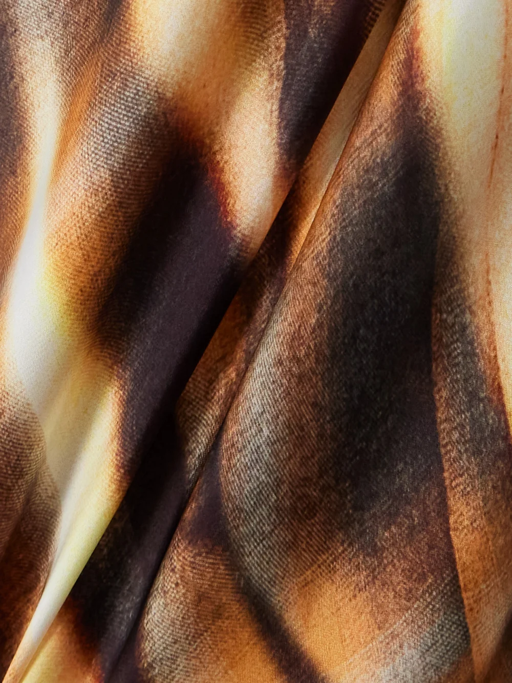 Close-up detail of the Y/Project Asymmetric Draped Printed Satin Maxi Dress