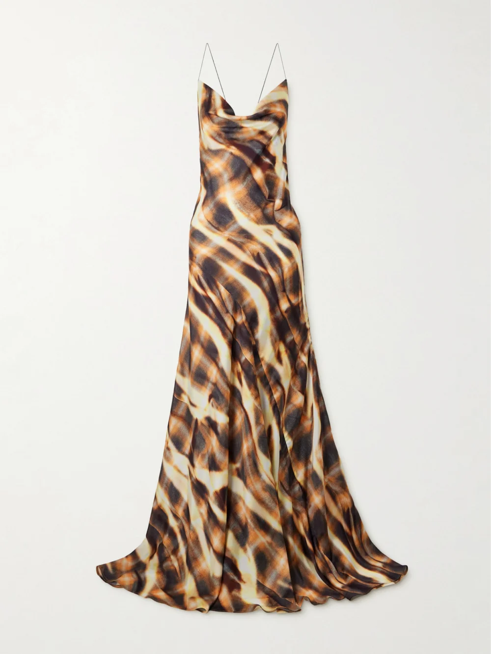 Y/Project Asymmetric Draped Printed Satin Maxi Dress in leopard print