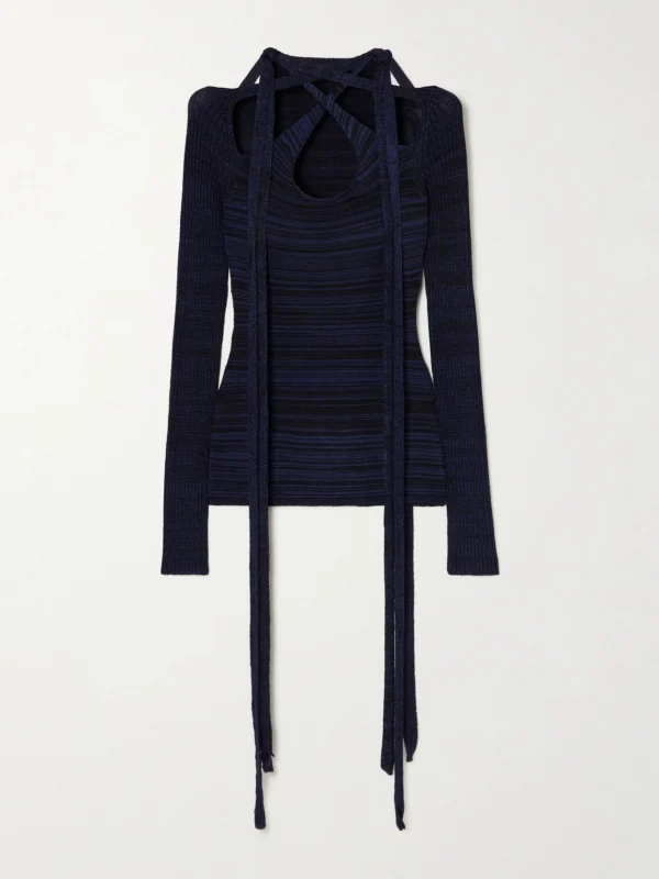 Y/Project Scarf-detailed Spaced-dyed Stretch-knit Top
