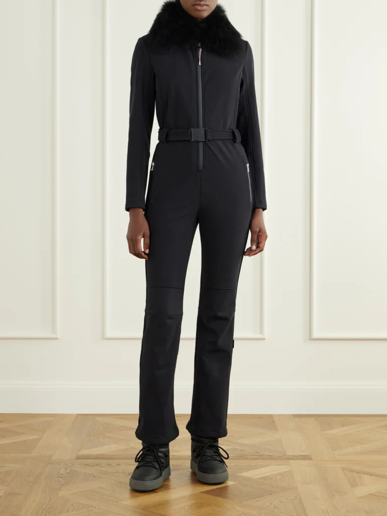Yves Salomon Belted Shearling-trimmed Stretch-shell Ski Suit
