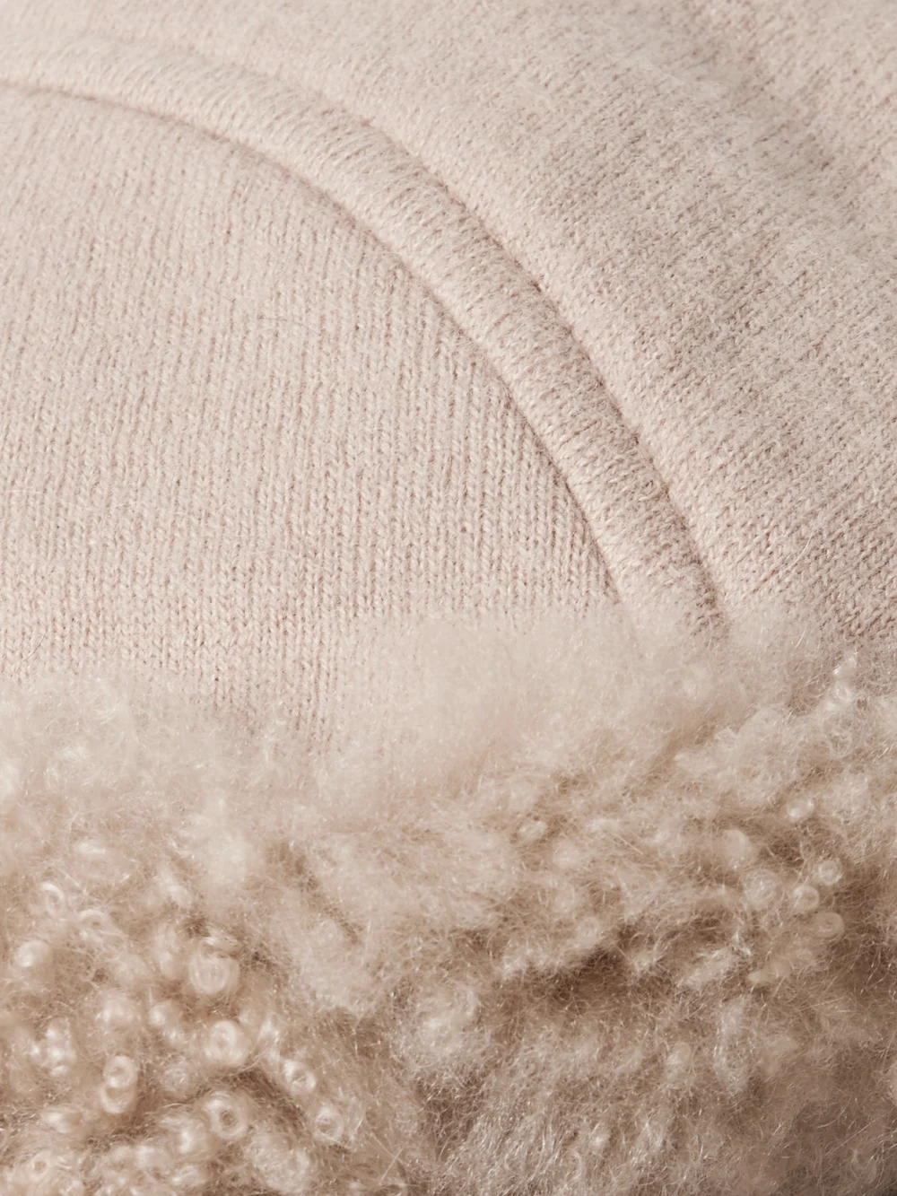 Close-up detail of the Yves Salomon Chapka Shearling Hat
