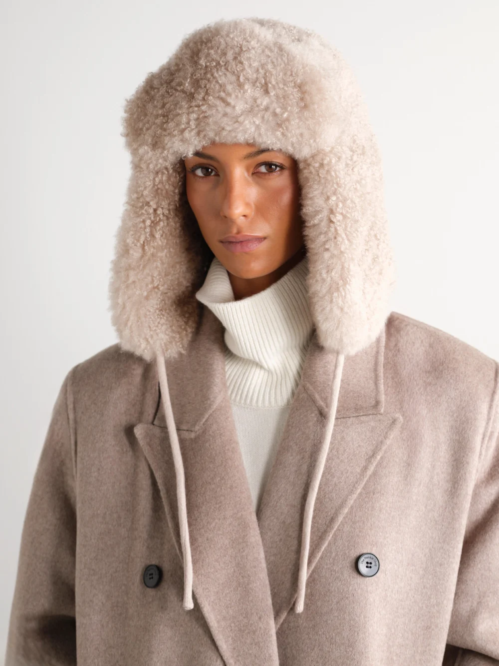 Yves Salomon Chapka Shearling Hat, styled view