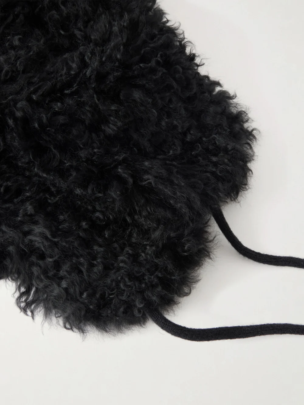 Close-up detail of the Yves Salomon Chapka Shearling Hat