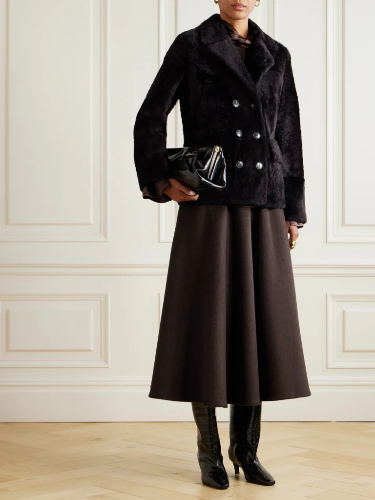 Yves Salomon Double-breasted Shearling Jacket