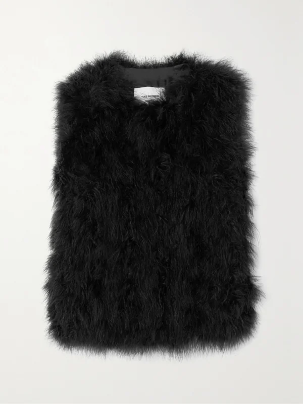 Yves Salomon Feather-embellished Silk-satin Vest