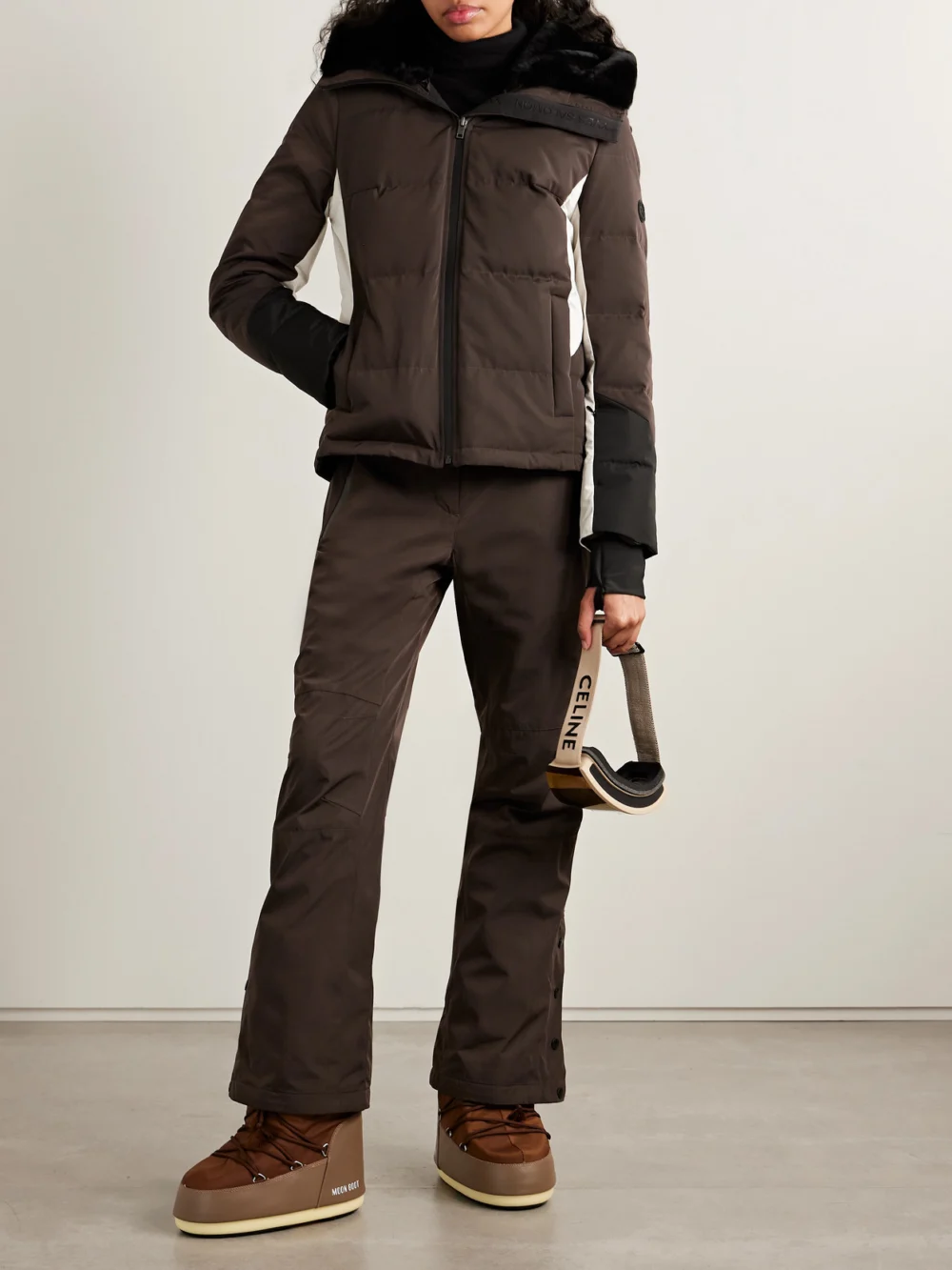 Yves Salomon Flared Ski Pants, worn by a model