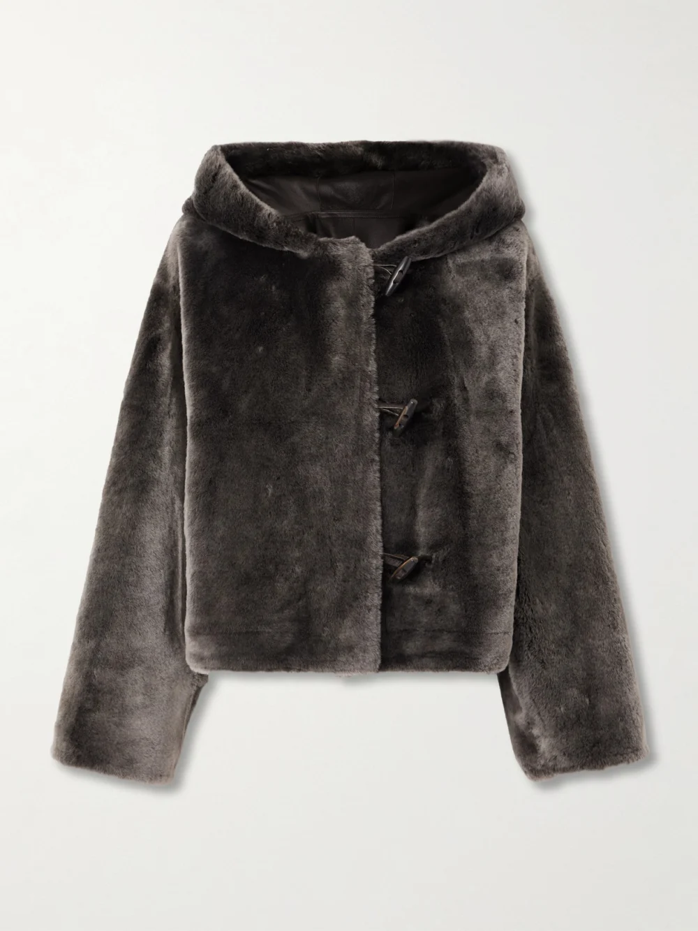 Yves Salomon Hooded Shearling Jacket in green