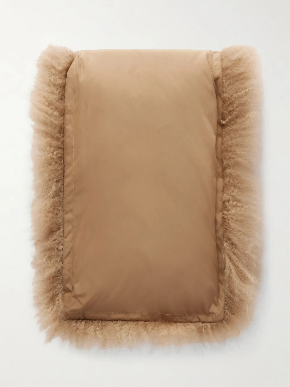Yves Salomon Leather and Shealing Scarf in beige
