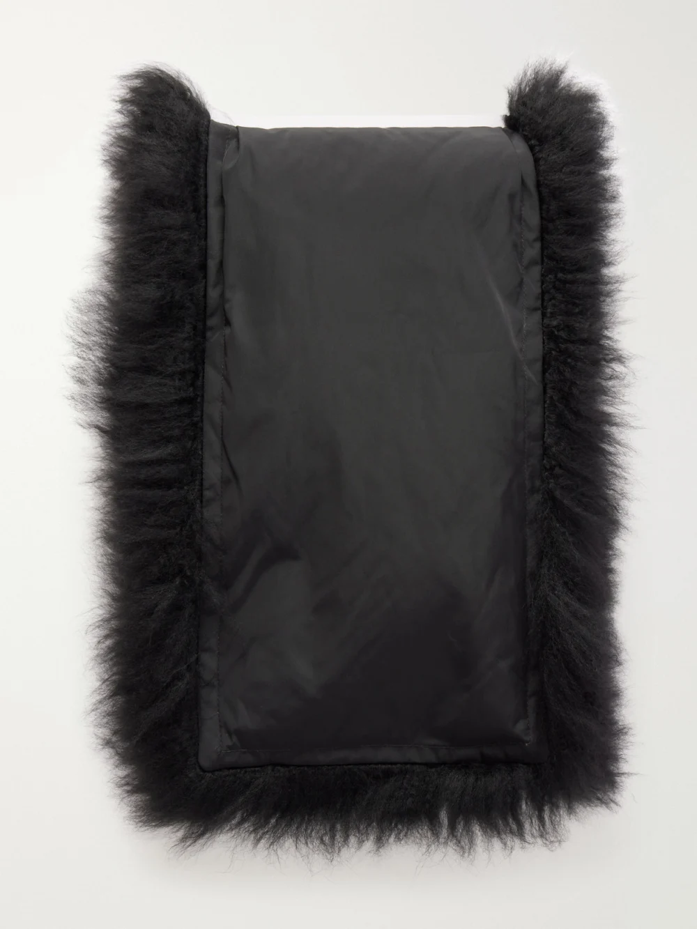 Yves Salomon Leather and Shearling Scarf in black
