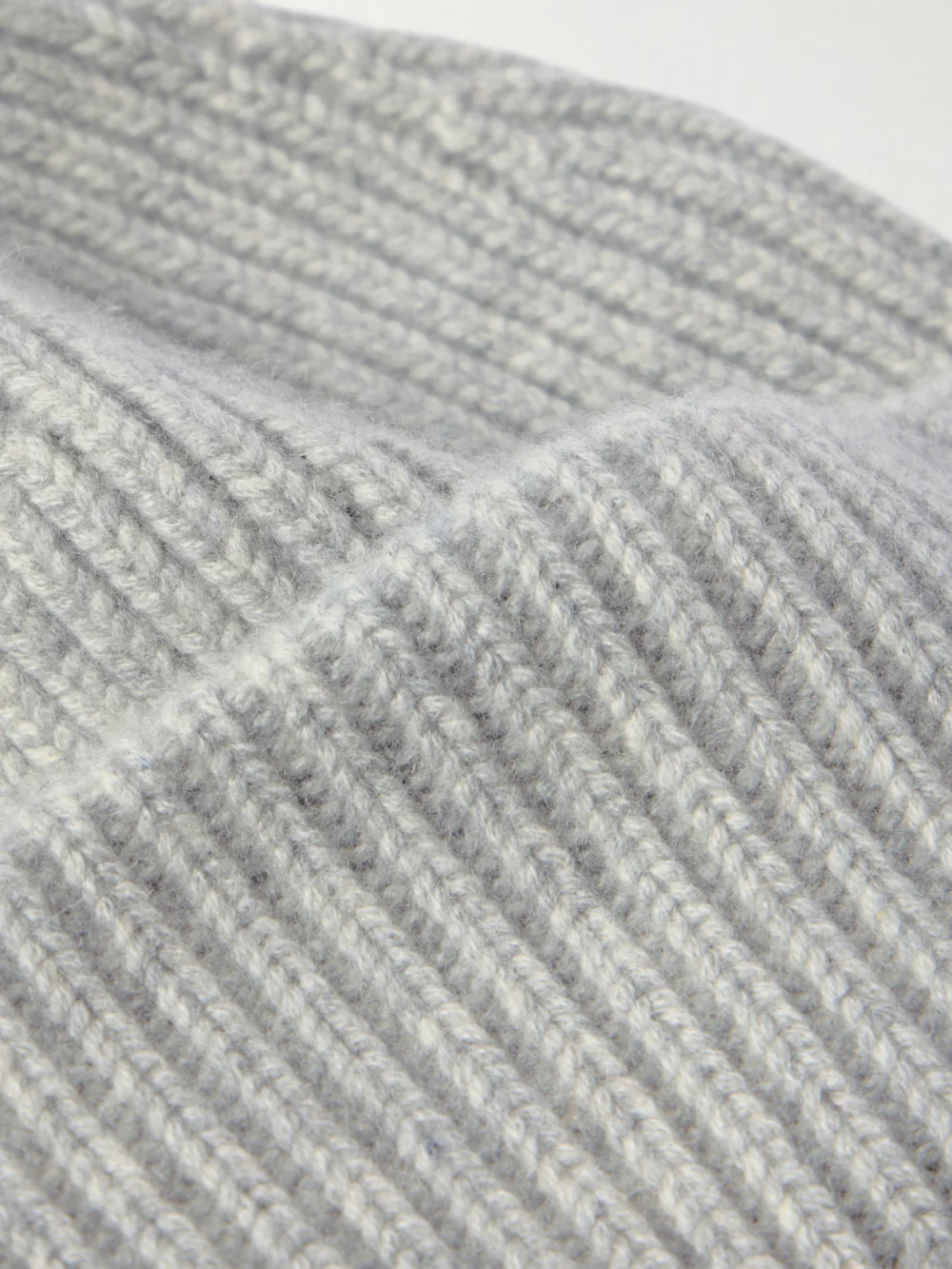 Close-up detail of the Yves Salomon Ribbed Cashmere Beanie