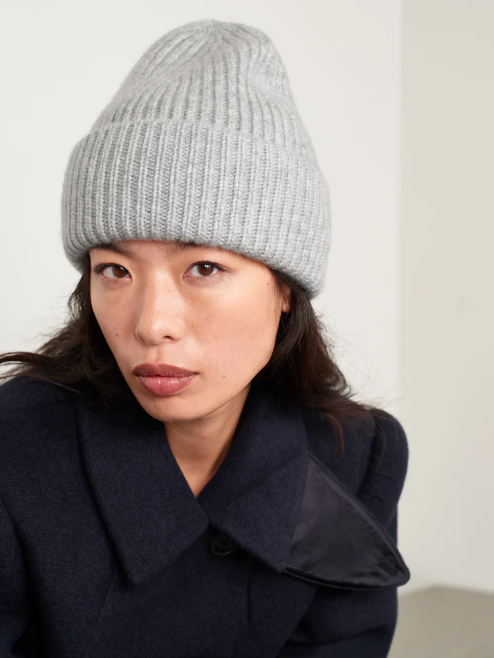 Yves Salomon Ribbed Cashmere Beanie, styled view