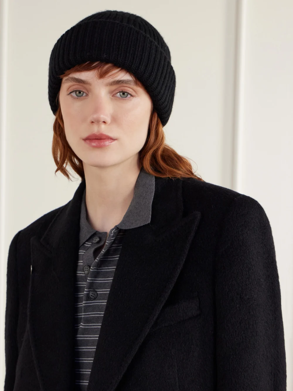 Yves Salomon Ribbed Wool and Cashmere-blend Beanie, styled view