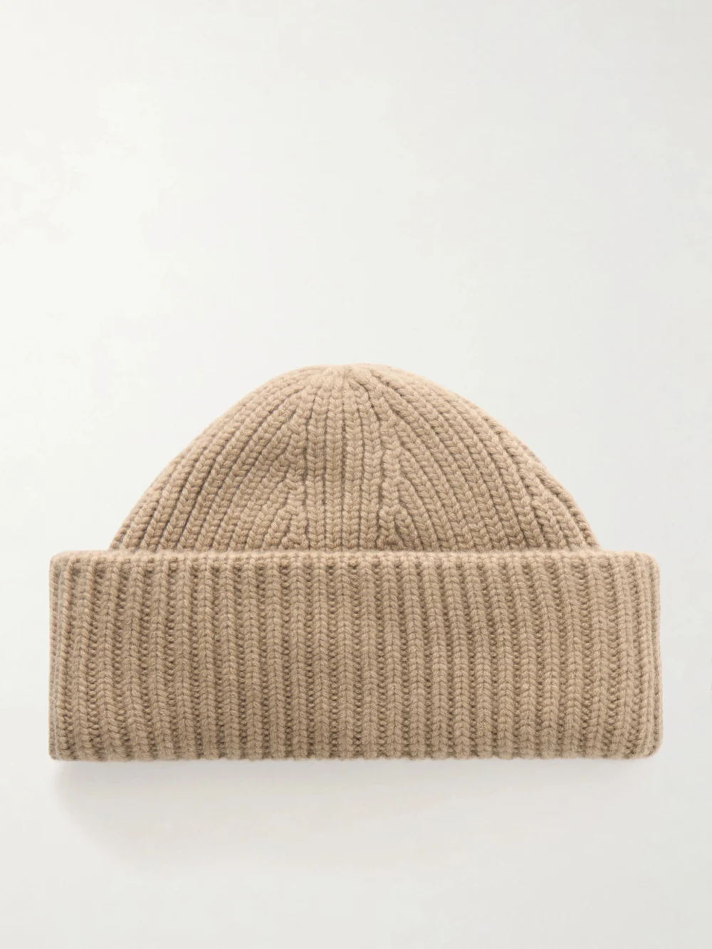 Yves Salomon Ribbed Wool and Cashmere-blend Beanie in sand