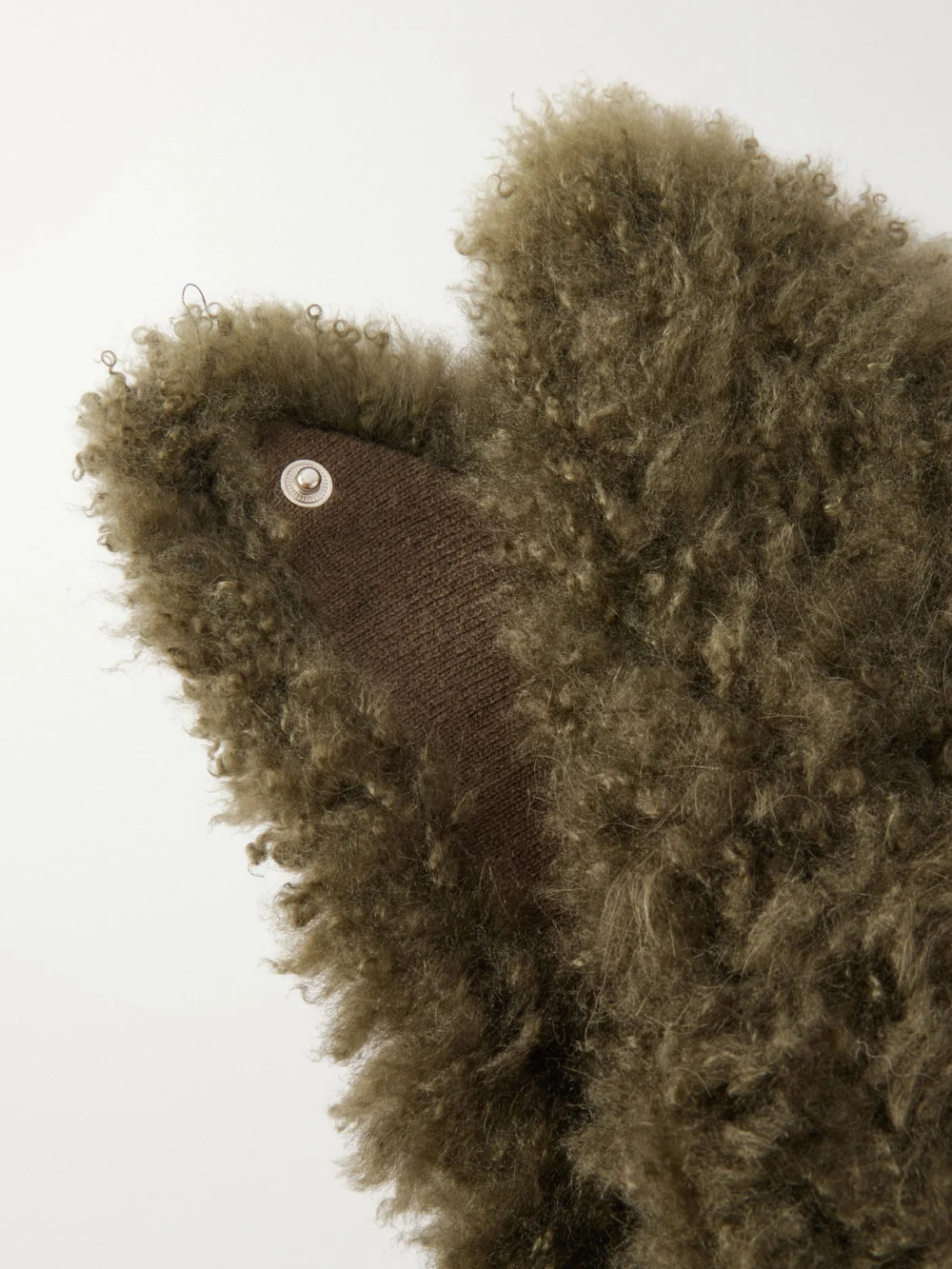 Close-up detail of the Yves Salomon Shearling and Wool Scarf