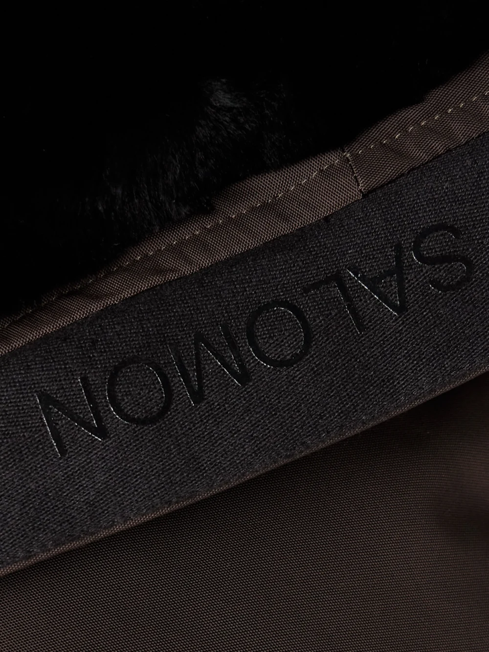 Close-up detail of the Yves Salomon Shearling-trimmed Color-block Padded Shell Ski Jacket