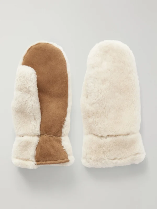 Yves Salomon Shearling-trimmed Suede Gloves
