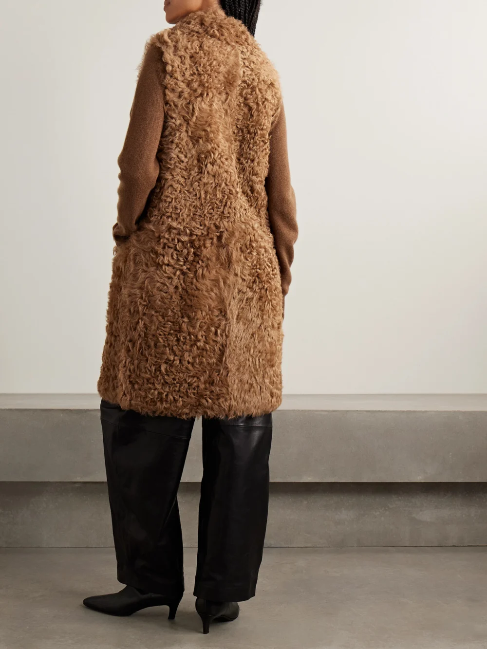 Back view of the Yves Salomon Shearling Vest