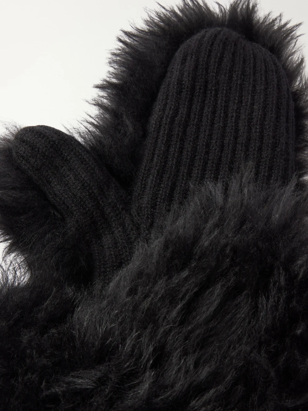 Close-up detail of the Yves Salomon Shearling Wool and Cashmere-blend Gloves