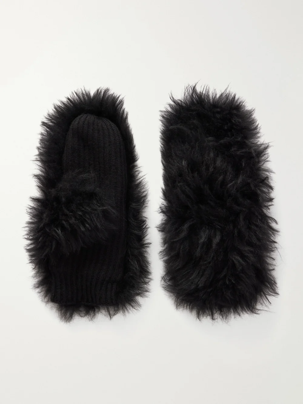 Yves Salomon Shearling Wool and Cashmere-blend Gloves in black