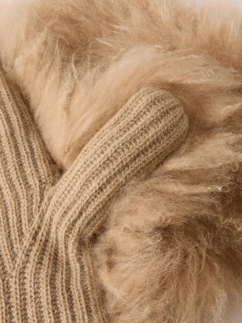 Close-up detail of the Yves Salomon Shearling Wool and Cashmere-blend Gloves