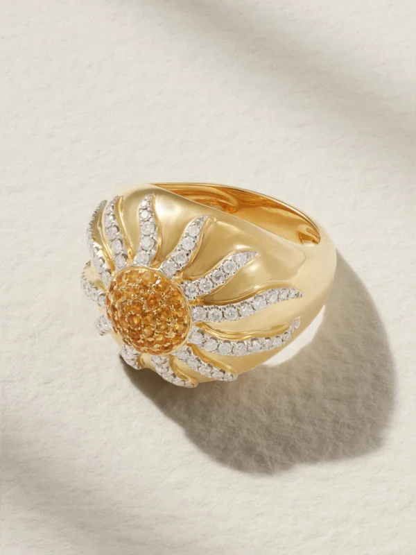 Yvonne Léon 18-karat Gold, Citrine and Diamond Ring