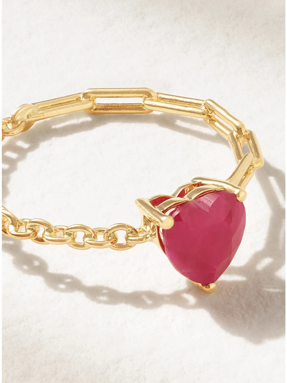 Close-up detail of the Yvonne Léon 18-karat Gold Ruby Ring
